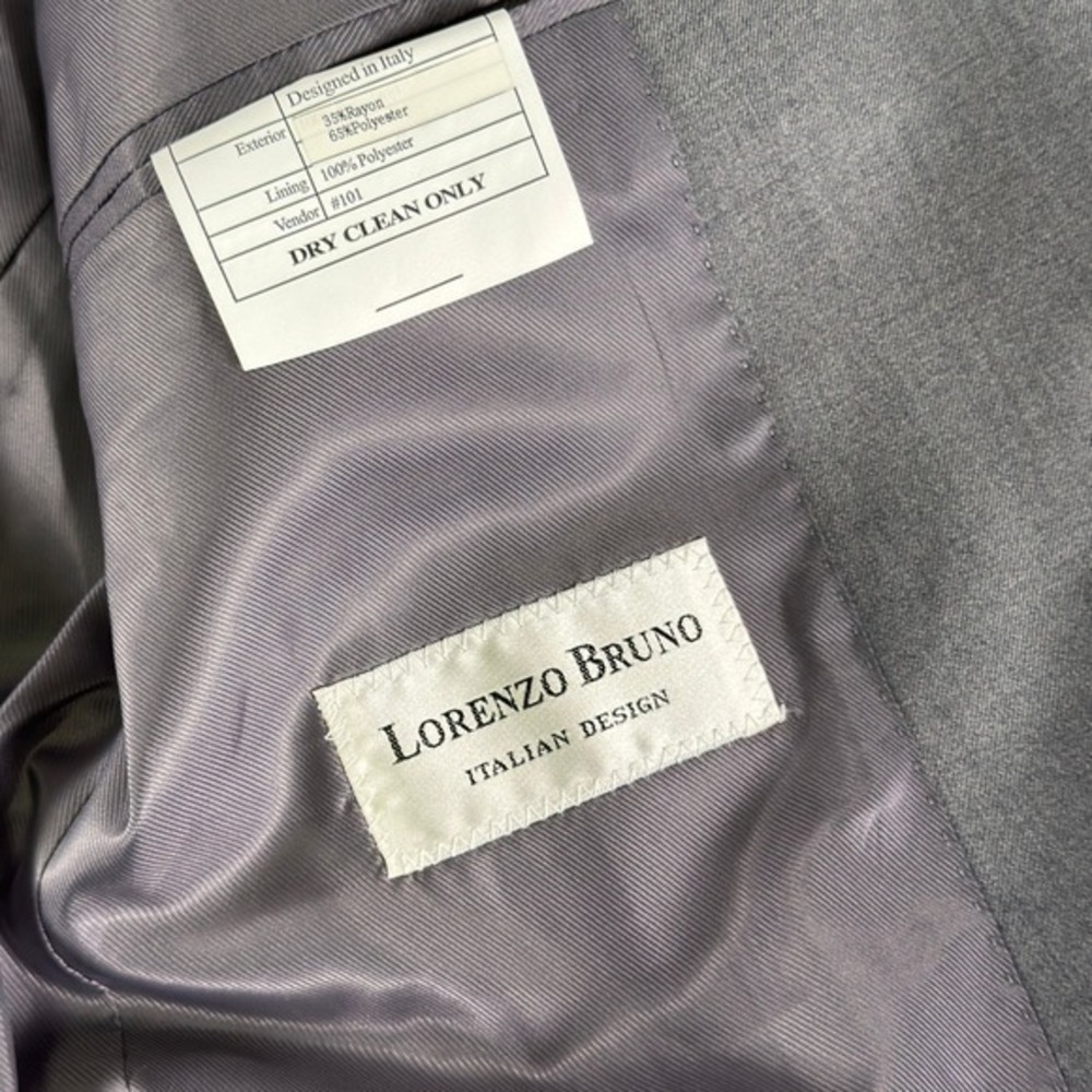 Lorenzo Bruno Mens Grey Tuxedo Suit 2pc Peak Lapel YM62N 42L 36W New - Picture 6 of 16